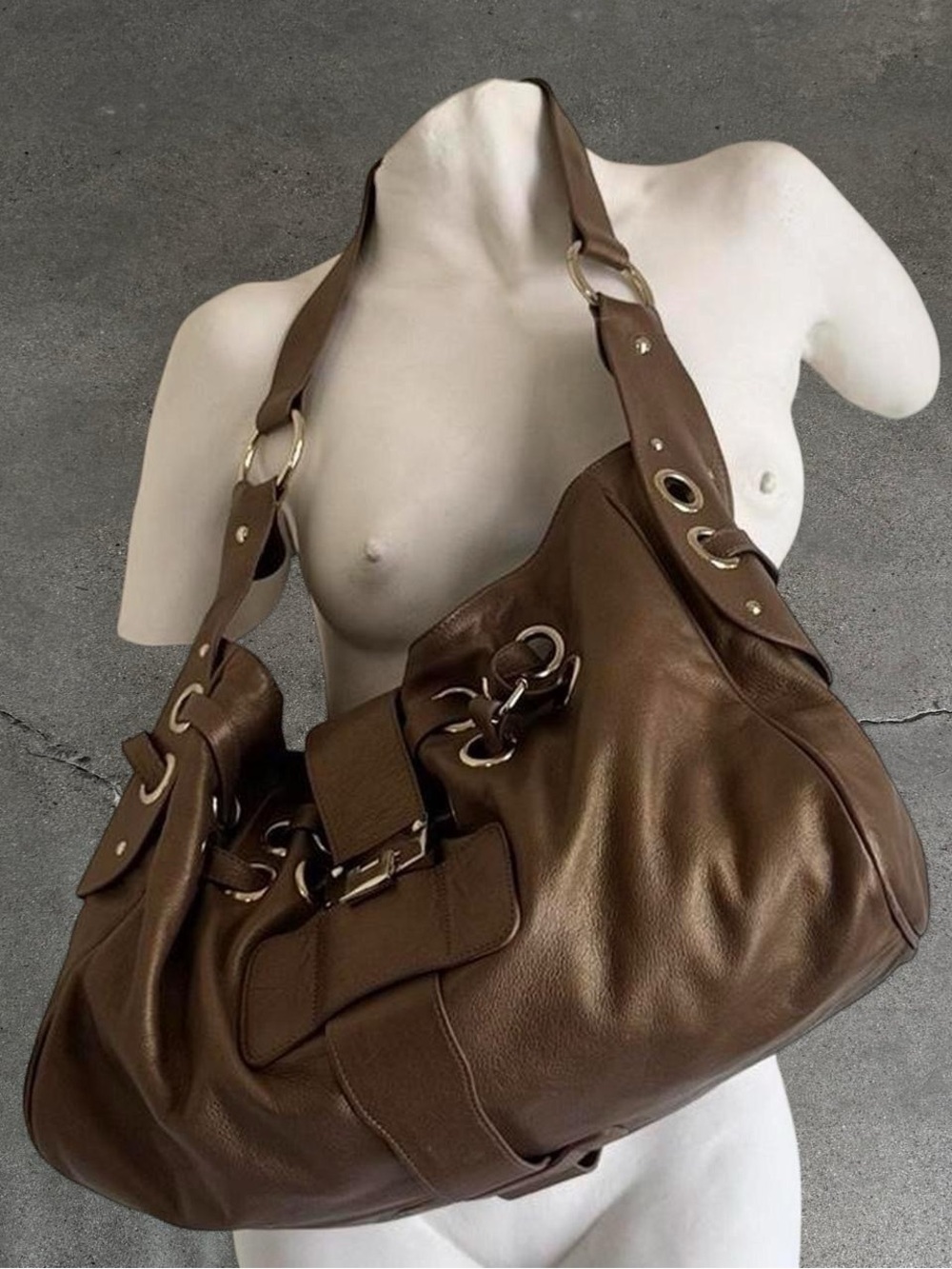 Vintage Brown Leather Shoulder Bag